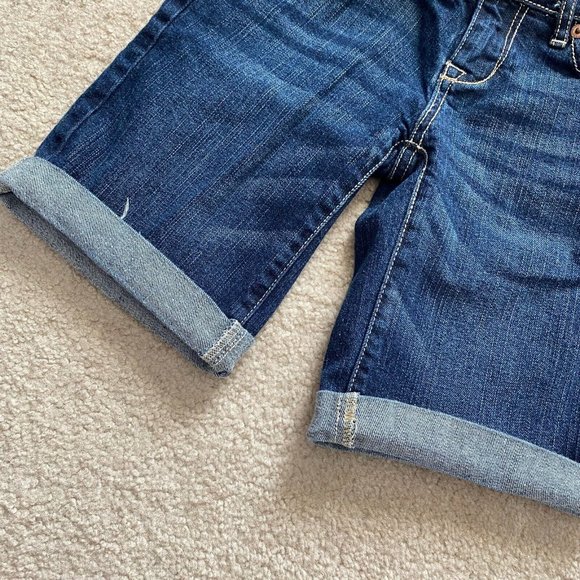 Aeropostale Aero Juniors 00 Denim Bermuda Cuffable Fringe Hem Jean Shorts Summer - Picture 5 of 11